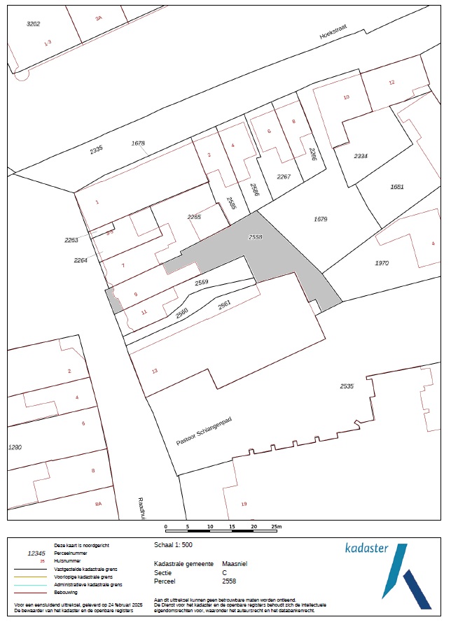 Kadastrale kaart Raadhuisstraat 9 Roermond