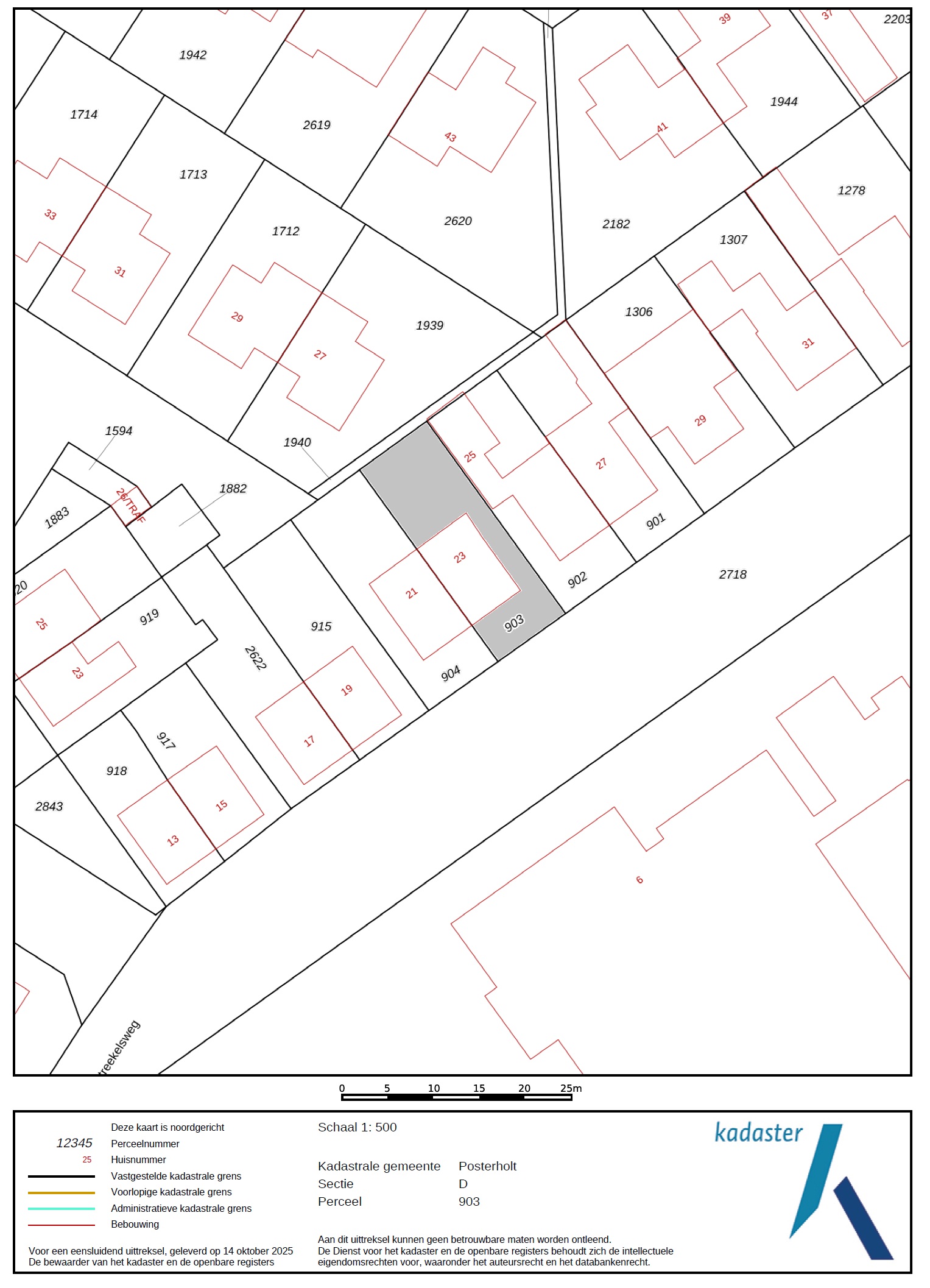 Kadastrale kaart Streekelsweg 23 Posterholt