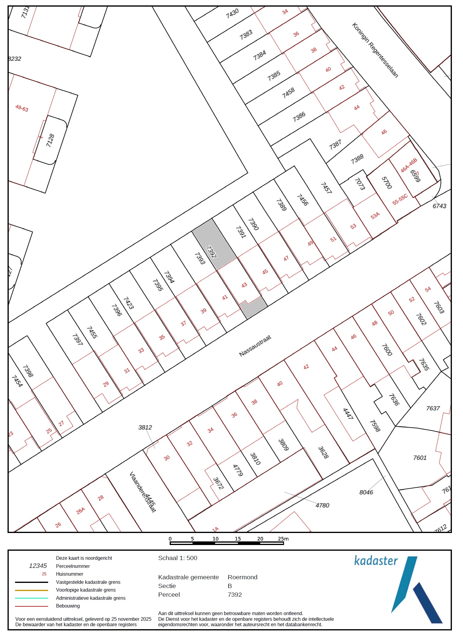 kadastrale kaart Nassaustraat 43 Roermond